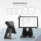 Volcora Anti-Theft Tablet Stand iPad Kiosk Stand with Lock, Black 10-13'' iPad Stand for Desk, Swivel, Adjustable iPad Holder For Desk, iPad Mount For Desk For POS Register, Retail Business, Cashier