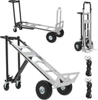 Aluminum Convertible Hand Truck, 800lbs 3 in 1 Folding Dolly Cart Lightweight Frame,Heavy Duty Industrial Platform Cart Handtruck for Construction, Logistics, Shopping, Home, Office Moving (Black)