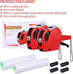 2 Pack Pricing Gun - 8 Digits Price Tag Gun with 8000 Labels & 4 Ink Rollers Kit Red Pricing Label Maker for Retailer,Supermarket