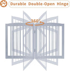 Freestanding Pet Gate for Dogs, Foldable Wooden Dog Gate for House, Indoor Pet Barrier for Stairs, Doorways, Support Feet Included, 24" Height 2 Panels, Grey