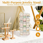 EsLuker.ly Earring Holder Organizer Rotating Display Tree Stand, Adjustable Height Earring Card Hanger Rack with 50 Hooks for Vendors Market Selling, 5 Tier Metal Jewelry Storage Tower, White
