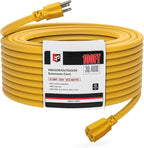 EP 100 Ft Outdoor Extension Cord, 12/3 SJTW Heavy Duty Extension Cable with 3 Prong Grounded Plug, 15 AMP Power Cord for Lawn, Garden, Appliances, Yellow