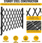 Folding Security Gate 65.35''W X 48.03''H Steel Scissor Door Gate Barricade Gate Expandable Security Gate Flexible Accordion Security Gate with 360° Wheels&Padlock
