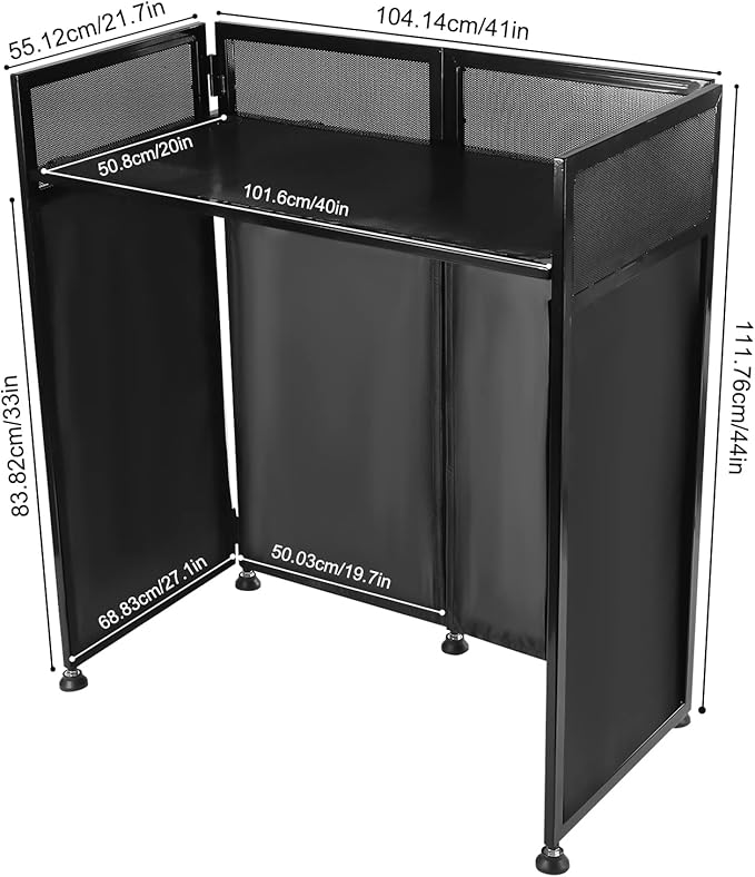 Outdoor Backyard Party Pro DJ Booth Facade+2 Scrims,82.7x44inch Folding DJ Booth DJ Facade Table Station Flat Table for Bars, Music Festivals, Weddings