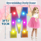 imprsv 3FT Colorful Marquee Letters M, 18 Colors Large Light up Letters Alphabet Sign with Remote, Big Marry Me Sign, Birthday Party Decorations Anniversary Wedding Decoration