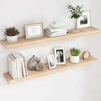fuqing Natural Wood Floating Shelves, 48 Inch Wood Floating Shelves Set of 2, Natural Raw Wood Shelves for Living Room Bedroom Home Office - Natural