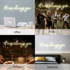 Large 36" Neon Sign 'it was always you' Neon Night with Dimmable Wall Decor for Bedroom Living Room Bar Party Club Wedding Girls Birthday Wall Light Decor Reusable Warm White