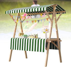 Collapsible Mobile Market Stall Carts Vendor on Wheels, Wood Outdoor Vendor Cart, Easy to Assemble for Parties, Birthdays, Weddings, Bar(Green1,120cm/47.2in)