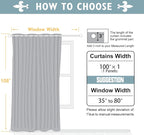 ChrisDowa Room Divider Curtain 108 Inches Long, Wide Blackout Sliding Door Curtain for Bedroom, Room Darkening Privacy Window Curtain for Patio Door (1 Panel Set, Stone Blue, 100 x 108 Inch)