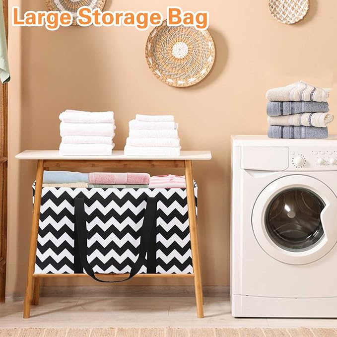 Standing Extra Large Reusable Grocery Bag with Handle, Thirty One Utility Tote Foldable for Shopping and Beach
