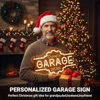 Custom Garage Neon Sign, Personalized 3D Engraved Gear Garage Name LED Sign, Customized Dimmable Neon Lights for Garage, Workshop, Carport & Man Cave Wall Decor, Gifts for Dad Father Husband Grandpa