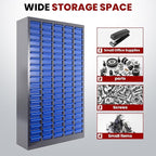 Nut and Bolt Storage Cabinet with ABS Drawer,Steel Small Parts Storage Organizer,46" H X 9" D X26 W Screw Organization for Garage Hardware,Nails,Fastener,Bolts,Nuts,and More (100 ABS Drawers)