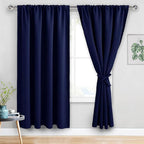 JIUZHEN Blackout Curtains for Bedroom - 60 Inch Extra Wide Thermal Insulated Room Darkening Privacy Soundproof Curtains for Living Room/Dorm Room, Set of 2 Panels, 60 x 72 inches, Navy Blue