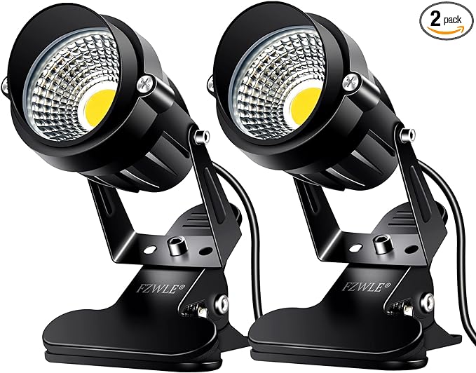 Spot Lights Clamp Indoor Spotlights, 7W Clip on Lights Daylight White Uplights with 6FT Cord and Switch for Trade Show, Workshop, Billboard, Desk Lighting (2 Pack)