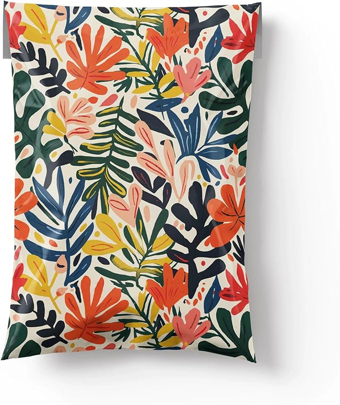 Poly Mailers 10x13 – 100 Pack – Printed Recyclable Shipping Envelopes for Small Business Packaging, Self Sealing Mailing Bags – Tropical Leaves Floral Design