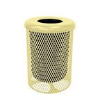 COATEDOUTDOORFURNITURE RFT-TXTSAND Heavy Duty Round Trash Receptacle with Flat Top, Liner Included, 32 Gallon, Textured Sandstone, Made in America