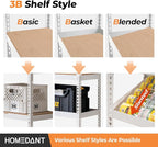 HOMEDANT 5 Tier Storage Shelves Adjustable Laminated Boltless Garage Metal Shelving Unit Heavy Duty Utility Rack Shelf Warehouse Pantry Closet Kitchen (2, (M) 35.9" W, White)