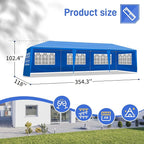 10x30 FT Party Tent, Outdoor Wedding Tents for Parties, Canopy Event Tent with 8 Removable Sidewalls, Waterproof Gazebo Shelter for Birthday Parties, Weddings, BBQs & Events (10X30FT-8Sides Blue)