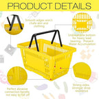 12 Pcs Shopping Baskets 20 L Plastic Store Retail Baskets with Handles 16.9 * 11.8 * 9.1 Inches for Market Grocery Supplies Thrift Convenience Storage(Yellow)