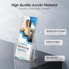 MaxGear 6 Pack Acrylic Brochure Holder, Trifold 4 inches Wide Plastic Literature Holder For Pamphlets, Flyers, Rack Cards, Wall Mount Clear Countertop Organizer Display Stand, Office or Home Use