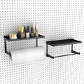 2 Pack Pegboard Paper Towel Holder with Shelf, Heavy Duty Peg Board Accessory, Metal Pegboard Organizer Accessories for Garage, Workshop, Craft Room