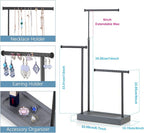 SRIWATANA Jewelry Organizer Display Extra Tall Necklace Holder 3 Tier Jewelry Tree Stand, Gift Idea (Weathered Grey & Black)