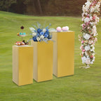 Eapmic Pedestal Stands for Party, Cake Pedestal Stand, Dessert Table Display Plinth Pillars, Sculpture Display Column Decoration Cube for Wedding Birthday (Gold, Square-3Pcs(31.49"+25.59"+23.62"))