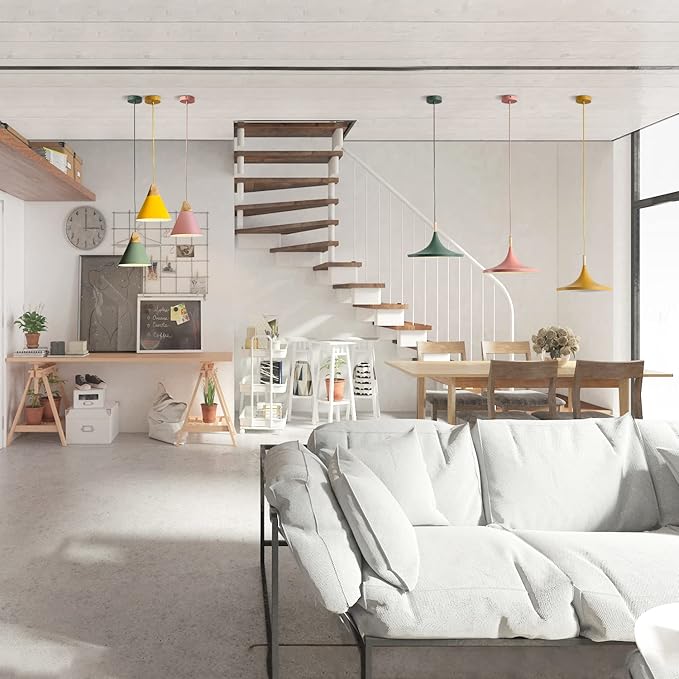 KCO Lighting Modern Cone Pendant Light 3-Pack Nordic Macaron Pendant Light Minimalist Adjustable Hanging Light Ceiling Mount Kitchen Island Pendant Lighting (Small)