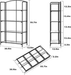 Crofy No Assembly Folding Bookshelf for Living Room, 4 Tier Black Collapsible Book Shelf for Home Office, Portable Bookcase Storage Organizer