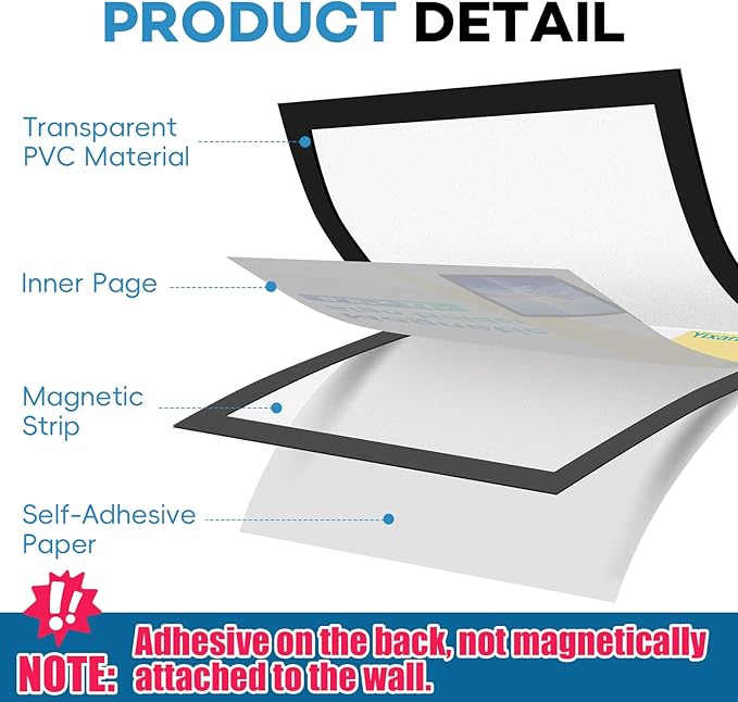 YixangDD 10 Pack Magnetic Sign Holder 8.5 x 11, Self-Adhesive Magnetic Wall Mount Sign Holder, Magnetic Document Holder for Wall Window Office Poster Store