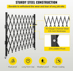 VEVOR Single Folding Security Gate, 7.25 ft H x 7.8 ft W Folding Door Gate, Steel Accordion Security Gate, Flexible Expanding Security Gate, 360° Rolling Barricade Gate, Scissor Gate/Door with Padlock