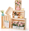 Soaoo 5 Pcs Decorative Nesting Wooden Crates for Storage Display 5 Size Large Small Rustic Wood Decorative Storage Crates with Handle Farmhouse Crate Box Container Made from Pine(Natural Color)