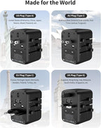 MOMAX Universal Travel Adapter, 20W+18W International Plug Adapter with 2 USB-A Quick Charging & 1 USB C PD Fast Charging,1 AC, All-in-one Wall Charger for USA EU UK AUS JP (Type C/A/G/I)