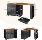 LYNCOHOME Rolling Kitchen Island with 360° Rotating Tabletop, Mobile Lockable Wheels & Adjustable Shelves, Multifunctional Storage Cart for Kitchen & Dining（Black）