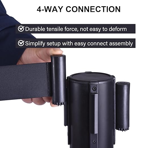 OangeStar 6 Packs Crowd Control Stanchions w/10ft Retractable Belt, Crowd Control Barriers Set w/Water Filled Base, Ideal for High Traffic Areas