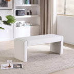 Velvet Entryway Bench End of Bed Bench Upholstered Modern Window Bench Comfy Ottoman for Dining Room/Bedroom/Living Room/Hallway/Indoor (Ivory White)