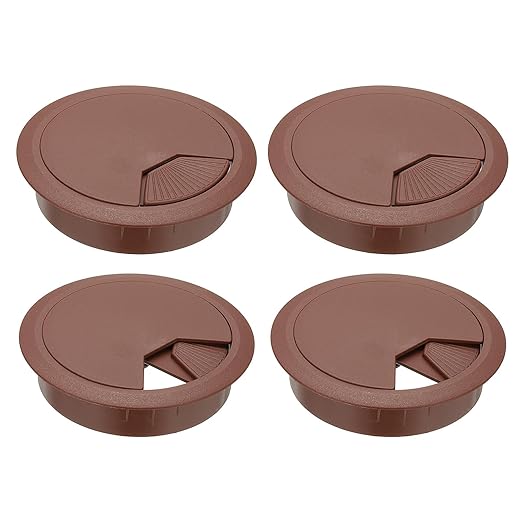 PATIKIL 3 Inch Desk Grommet, 4Pcs Cable Grommet Wire Management Cable Hole Cover Cord Organizer for Office Home Table Countertop, Brown