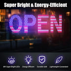 LED Open Signs for Business, 40"L x 14"W Inch Large Led Open Sign with 3 Scene Modes, Ultra Bright Adjustable Open Light Up Sign Led for Storefront Window Door Shop Store Bar Cafes Restaurant (US Flag Design)