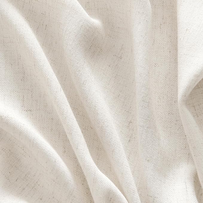 MIULEE Non-See-Through Privacy Linen Curtains 2 Panels, Light Filtering Window Curtains Farmhouse Textured Back Tab Semi Sheer Drapes for Bedroom Living Room, 52 x 84 Inches Long, Natural White