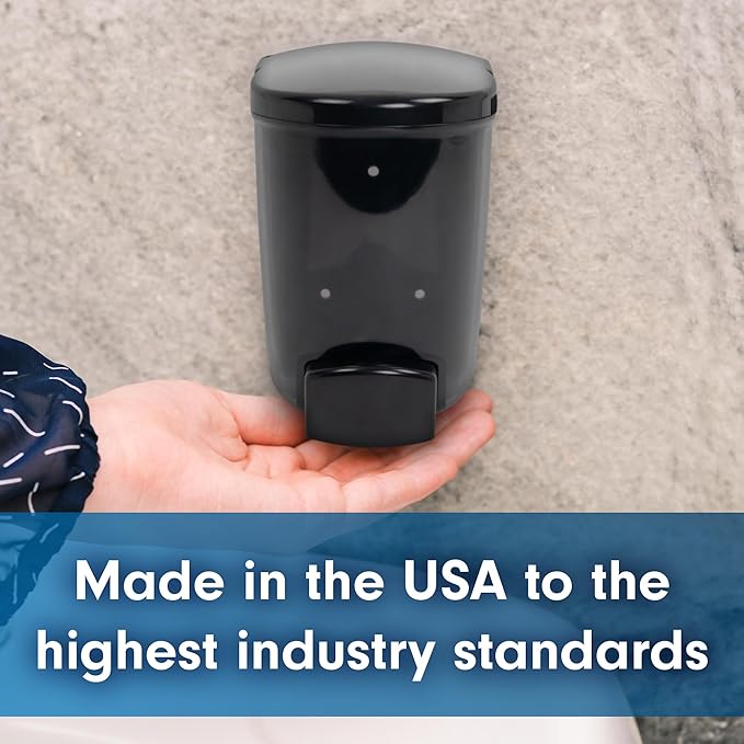 PolyJohn PSD1-1001: Wall-Mounted Liquid Hand Soap & Sanitizer Dispenser - Made in USA, Leakproof, Easy Install, UV Fade Resistant, Durable, Accepts Any Generic soap or Alcohol Based sanitizer