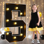 Pooqla 3FT Marquee Light Up Numbers, Black Lighted Party Decor for her him Women Men, Giant Mosaic Light Up Numbers for 5th 15th 50th Birthday Anniversary Decoration, Number 5