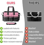 Boczif Cleaning Caddy Bag Wearable, Cleaning Caddy Supplies Organizer with Handle, Shoulder Straps & Detachable Divide, Cleaning Tool Organizers Tote Bag for Cleaners & Housekeepers(Pink)