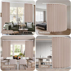 Faux Linen Semi Sheer Room Divider Curtain with Flexible Ceiling Track, Light Filtering Privacy Curtains for Patio Sliding Glass Door Living Room Bedroom Room Divider, Light Coffee, W72xL84, 1 Panel