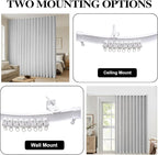 Faux Linen Semi Sheer Divider Curtain with Flexible Track, Extra Wide 1 Panel Light Filtering Privacy Curtain for Patio Sliding Glass Door or Room Divider, Living Room Bedroom, Natural, W100xL96