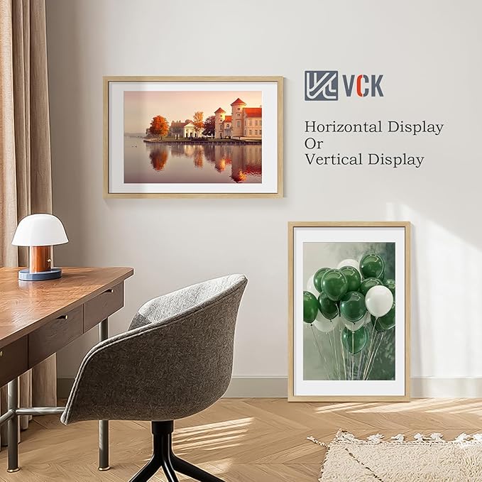 VCK 20x30 Poster Frame 5 Pack - Natural Oak, High-End Wood Picture Frames with Polished Plexiglass, Display 16x24 Photo with Mat or 20x30 without Mat, Art Gallery-Quality, Wall Hanging, Natural Oak