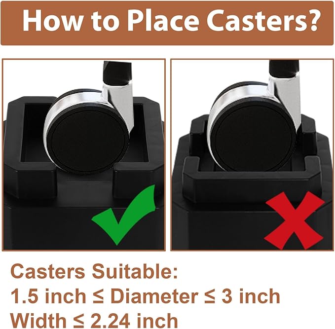 shouwuhho Bed Risers 8 inch, Furniture Risers Elevation in Heights 8 Inch Heavy Duty, Bed Lift Risers for Caster Wheels or Posts of Bed Table Couch, Support up to 6000 lbs, Black, 4 Pack