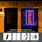 Open Signs for Business Ultra Bright LED Neon Open Signs for Business Storefront Window Glass Door Shop Store Florists Bar Salon Pubs with ON/OFF Switch (Blue/Red -Vertical, 32 Inch)