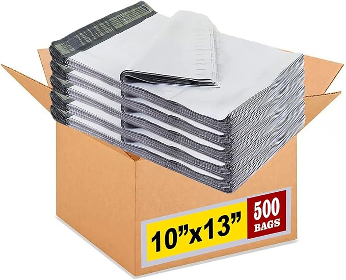 iMBAPrice 500 10x13 White Poly MAILERS Shipping Plastic ENVELOPES Bags 10x13 (Total 500 Bags)