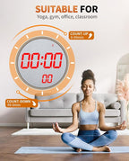 12" Large Digital Wall Mount Clock, Count Down Timer, Alarm, Big LED, 12 RGB Color, Temperature for Living Room Classroom Desk, Xmas, Birthday Gift for Senior Mom (Fabric Elements)