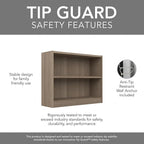 Bush Furniture Universal Small 2 Shelf Bookcase in Ash Gray, Low Storage and Display Bookshelf for Home Office or Living Room Organization